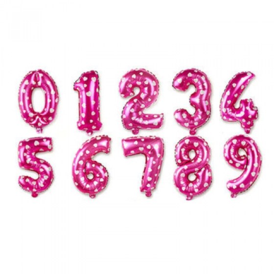 Folijski balon rozi BROJ 9, 40CM