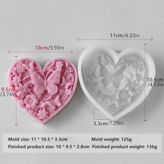 Silikonski kalup leptir u srcu