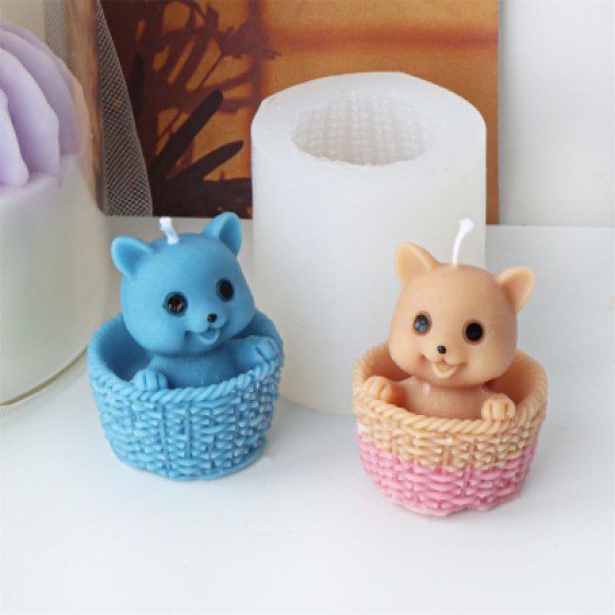 Silikonski kalup za svijeće - maca u košari