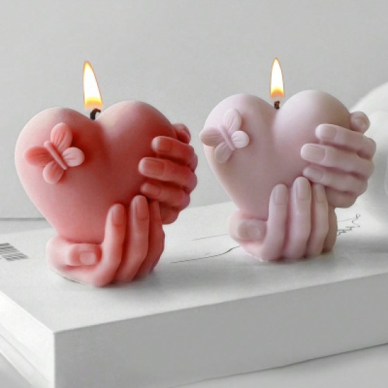 Silikonski kalup za svijeće - srce u rukama II