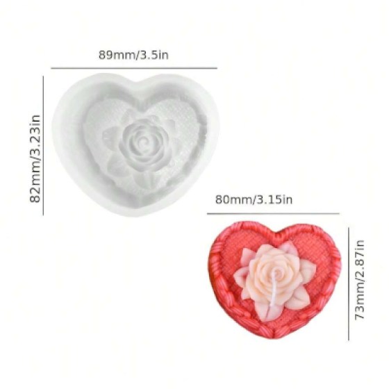 Silikonski kalup ruža u srcu IV