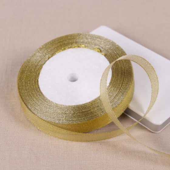 Organza traka glitter zlatna 10mm