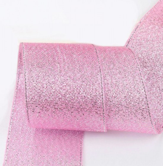 Organza traka glitter roza
