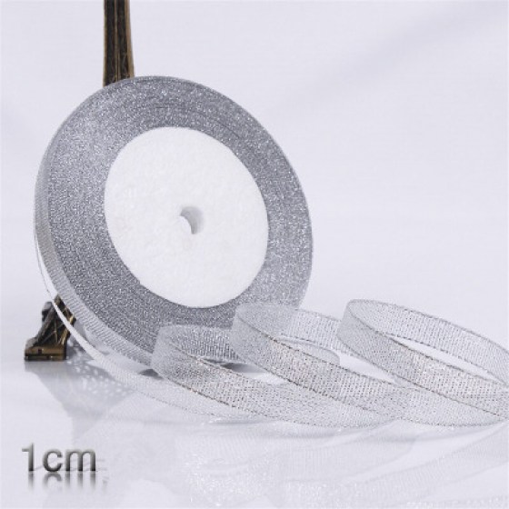 Organza traka glitter srebrna 10mm