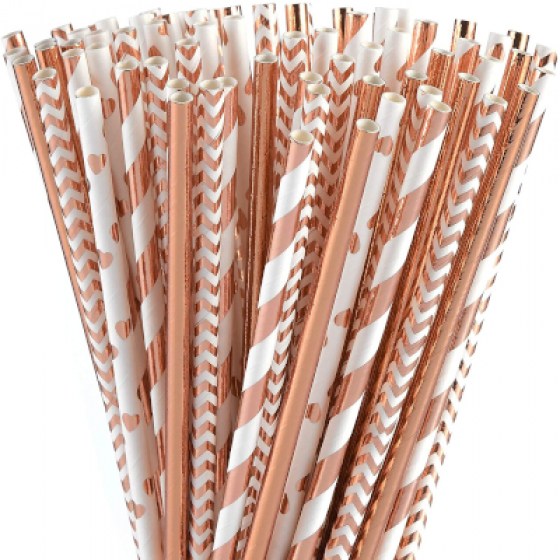 Papirnate slamke rose gold MIX