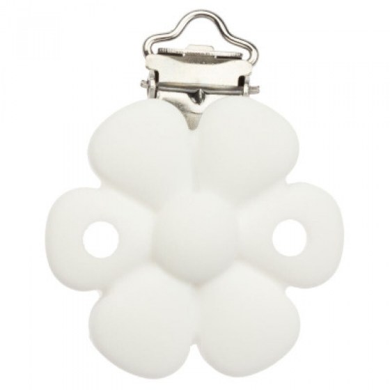 Kopča okrugla cvijet- bijela