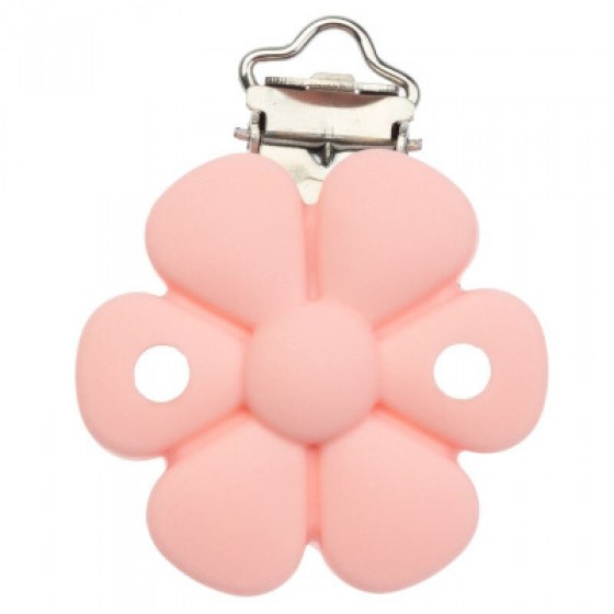 Kopča okrugla cvijet- quartz roza