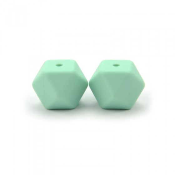 Silikonske perlice šesterokut mint 14mm