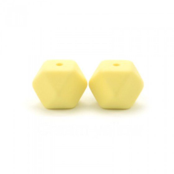 Silikonske perlice šesterokut pastelno žute 14mm