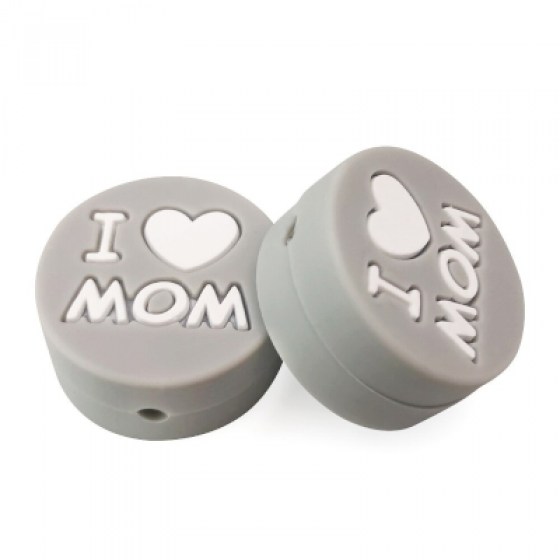 Silikonski motiv I love mom - sivi