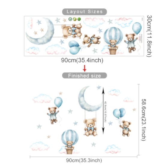 Zidna naljepnica medo plavi