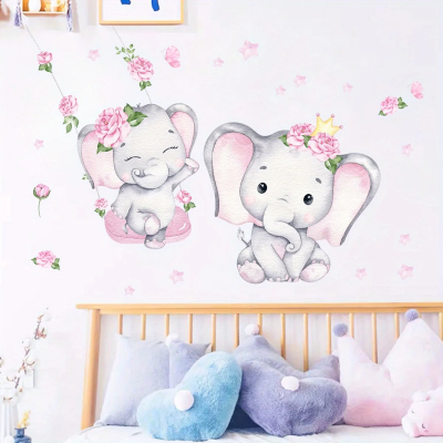 Zidna naljepnica slonići rozi